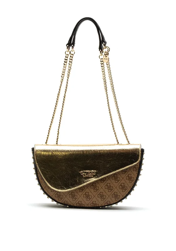 Guess Logo Vision Studded Shoulder Bag, Gold Multi