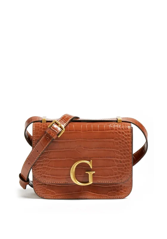 Guess Corily Mini Crocodile Crossbody Bag, Tan