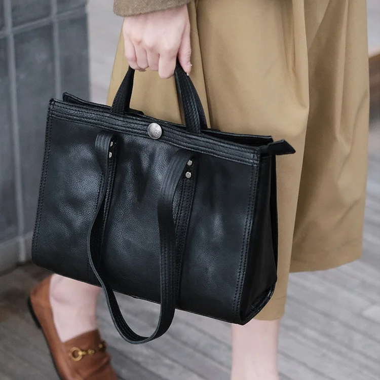 Stylish Womens Black Shoulder Purse Genuine Leather Tote Bags