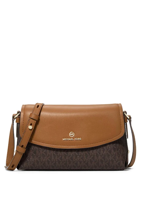 MICHAEL Michael Kors Brooklyn Flap Over Small Crossbody Bag, Brown & Acorn