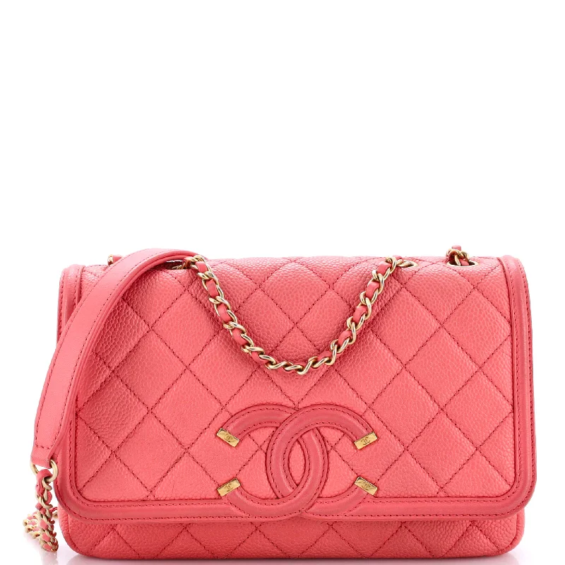 Filigree Flap Bag Quilted Caviar Small