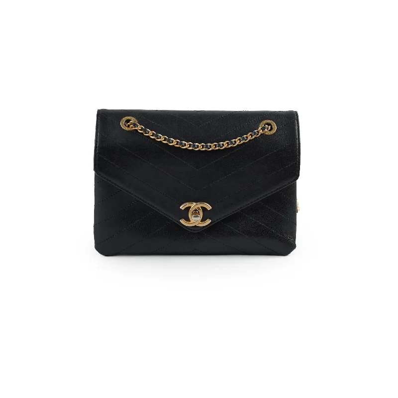 Chanel Seasonal Flap Chevron Black Shoulder Bag- Series 25