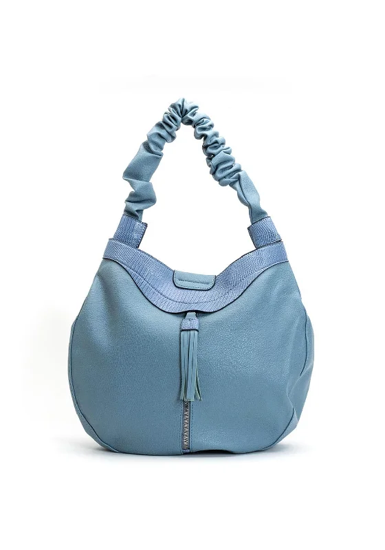 Zen Collection Scrunchie Strap Hobo Bag, Blue