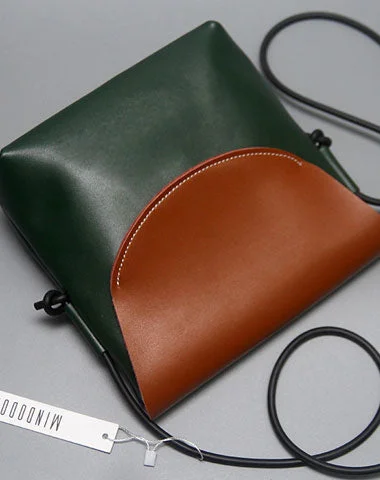 Cute LEATHER WOMEN SHOULDER BAG Contrast Color Crossbody Purses FOR WOMEN