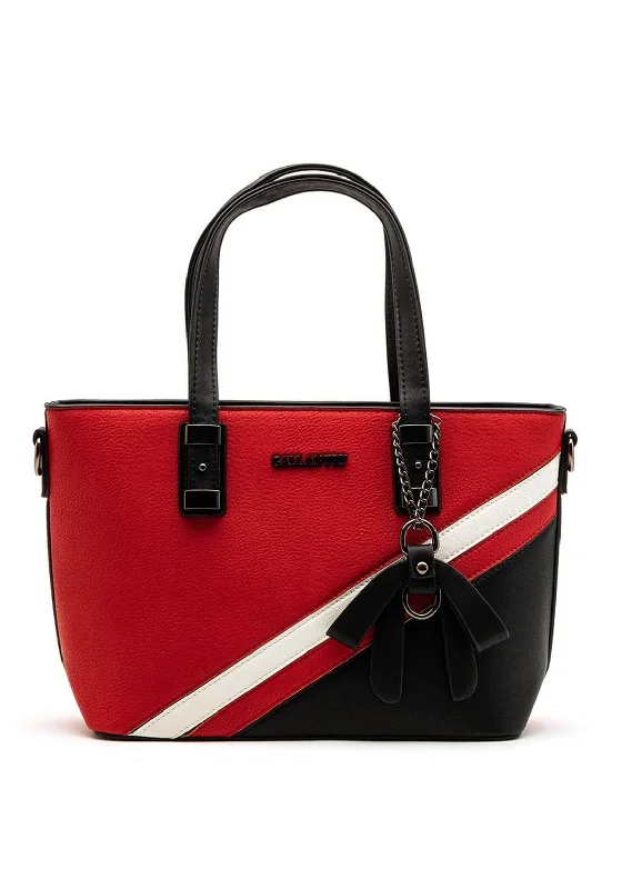 Zen Collection Striped Shopper Bag, Red