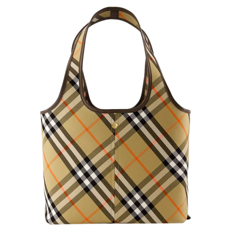 Check Shopper Bag - Burberry - Cotton - Beige