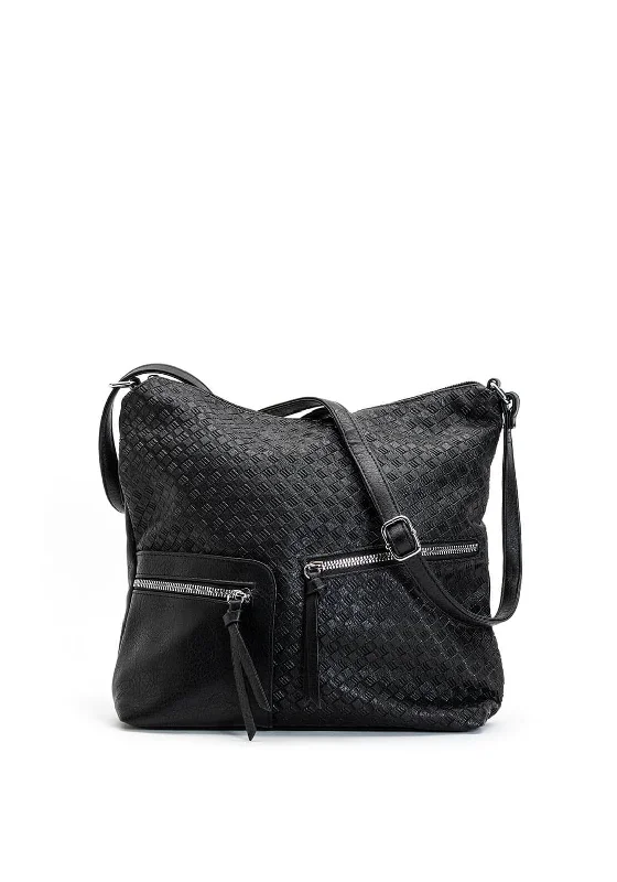 Zen Collection Embossed Print Crossbody Bag, Black