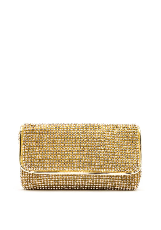 Zen Collection Diamante Mesh Clutch Bag, Gold