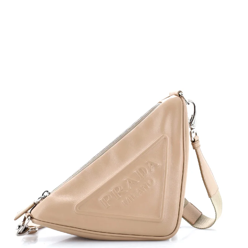 Triangle Logo Zip Crossbody Bag Leather Small