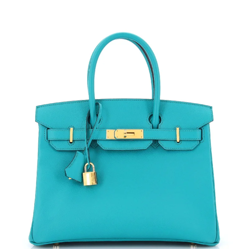 Birkin Handbag Bleu Paon Epsom with Gold Hardware 30