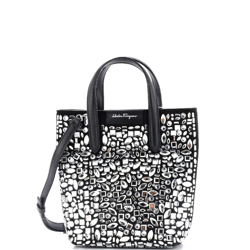 Travel Mosaic Tote Crystal Embellished Suede