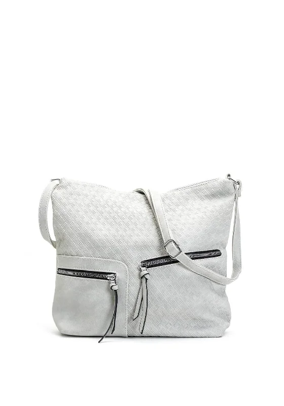 Zen Collection Embossed Print Crossbody Bag, Grey