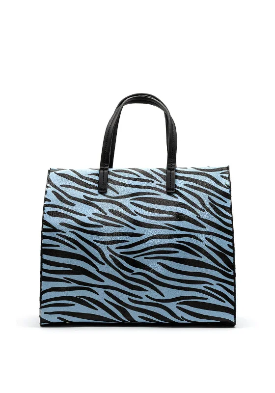 Zen Collection Zebra Print Tote Bag, Blue