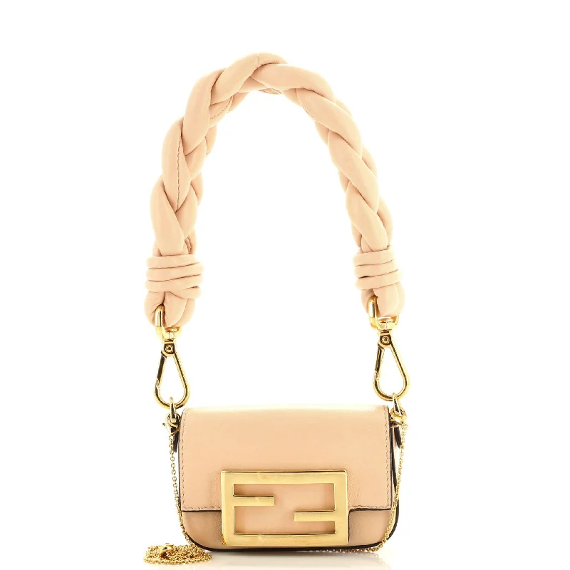 Maxi Handle Chain Baguette Charm Bag Leather Nano