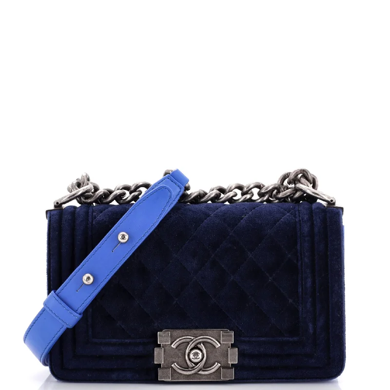 Boy Flap Bag Quilted Velvet Small