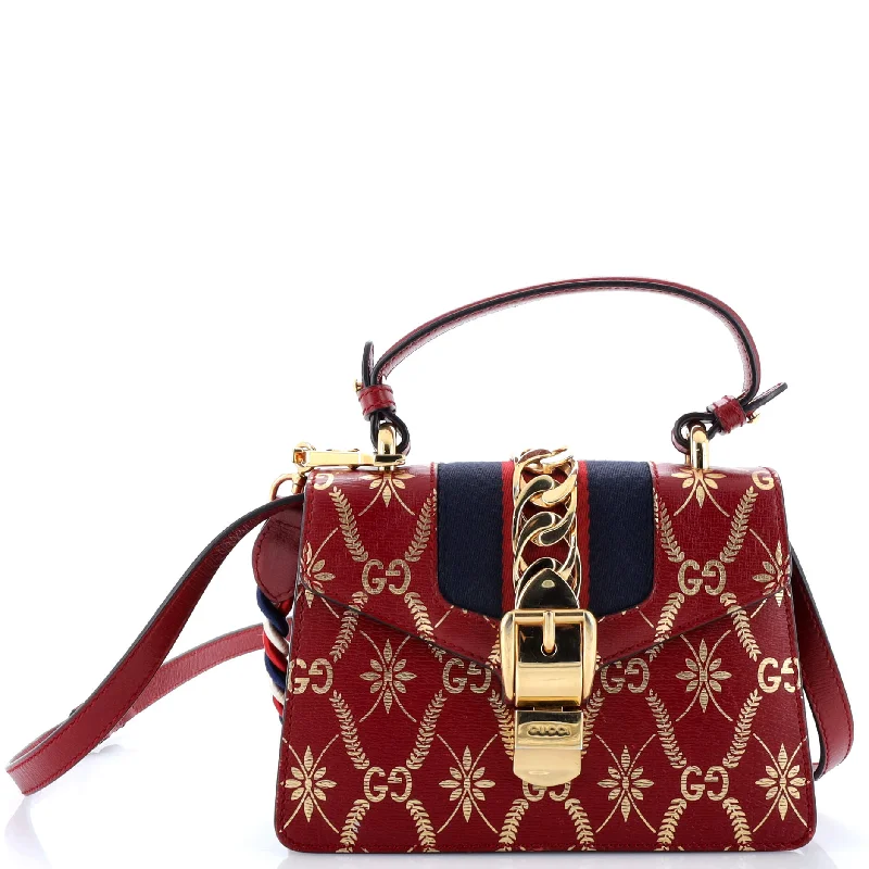 Sylvie Top Handle Bag Printed Leather Mini