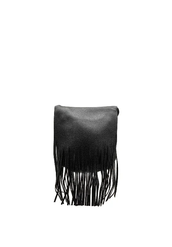 Zen Collection Fringed Small Crossbody Bag, Black