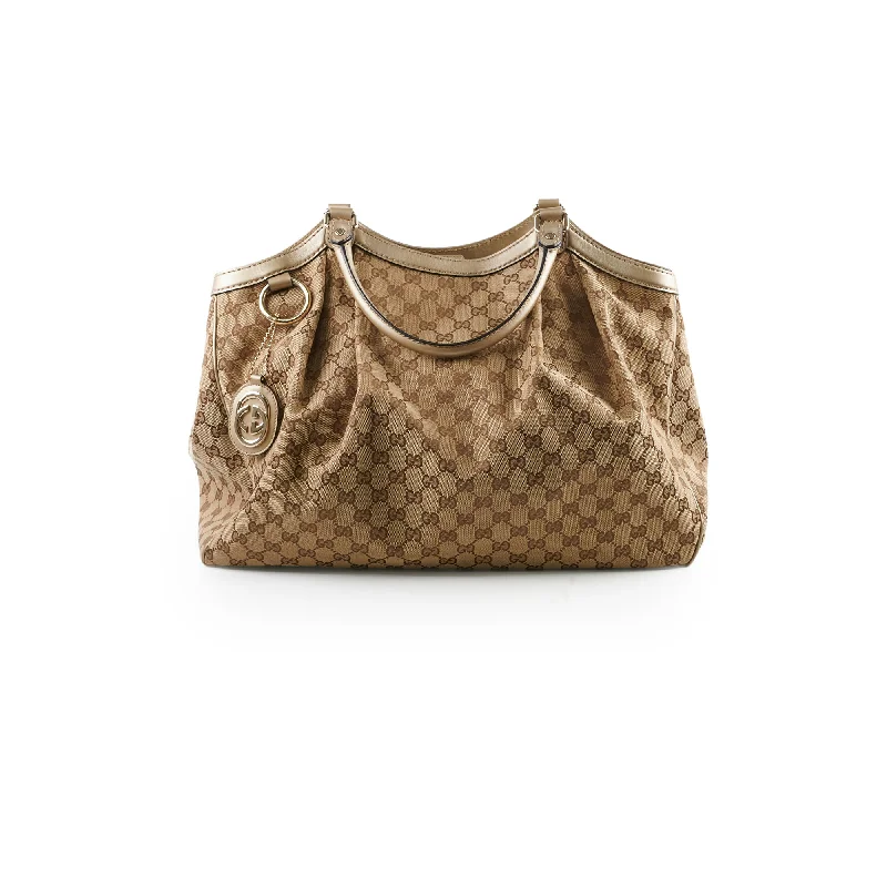 Gucci Vintage Sukey Large Tote Beige