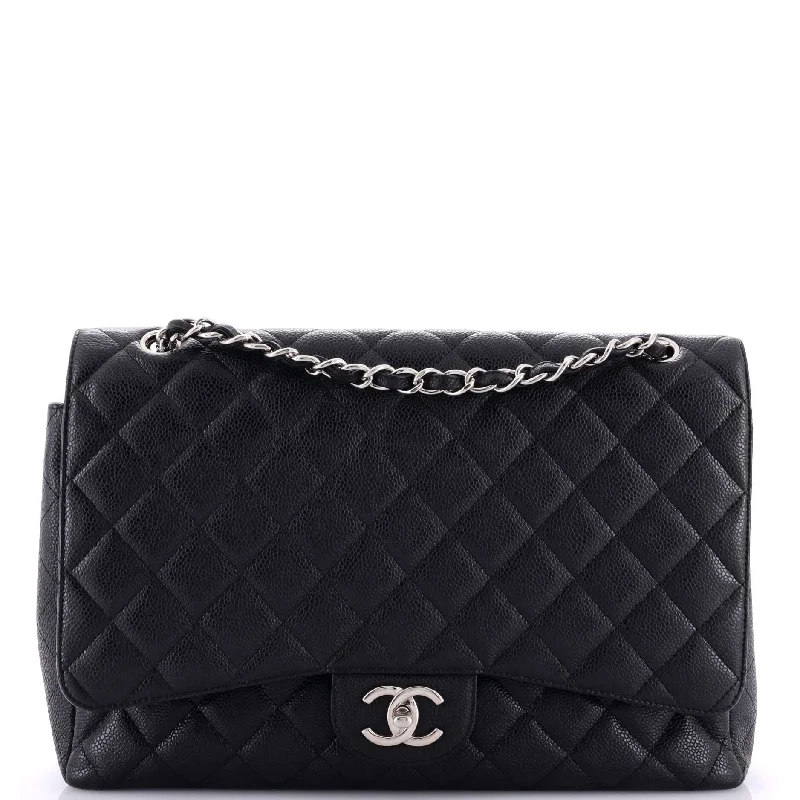 Classic Double Flap Bag Quilted Caviar Maxi