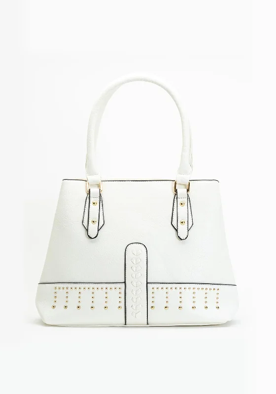 Zen Collection Studded Shopper Bag, White