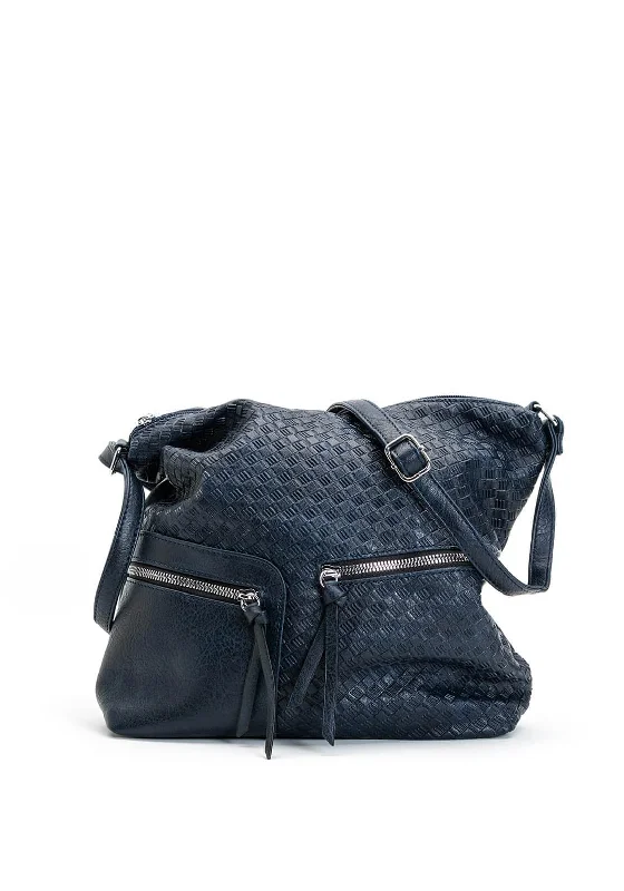 Zen Collection Embossed Print Crossbody Bag, Navy