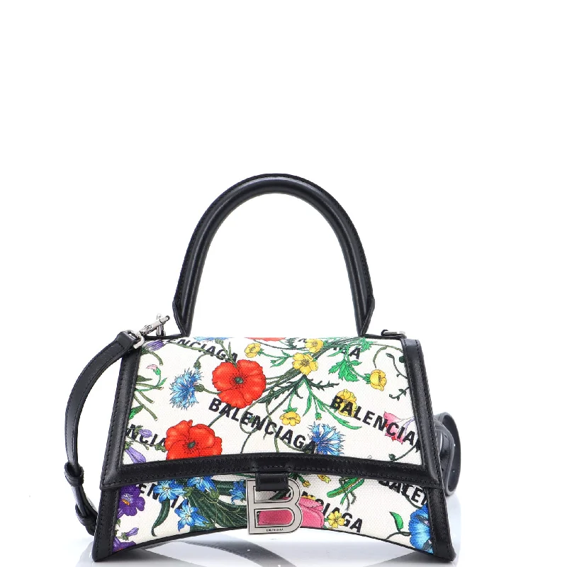 x Balenciaga The Hacker Project Hourglass Top Handle Bag Flora Canvas Small