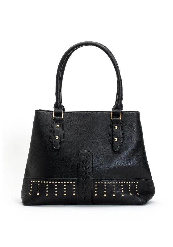 Zen Collection Studded Shopper Bag, Black