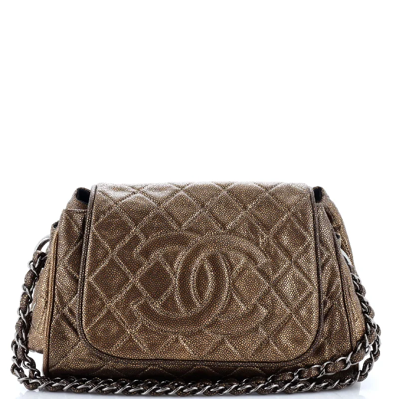 Timeless Accordion Flap Bag Quilted Caviar