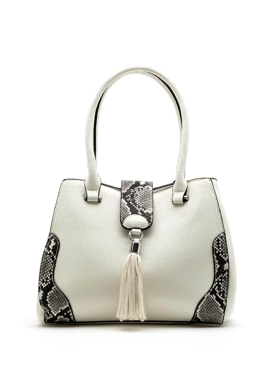 Zen Collection Snake Print Shoulder Bag, White