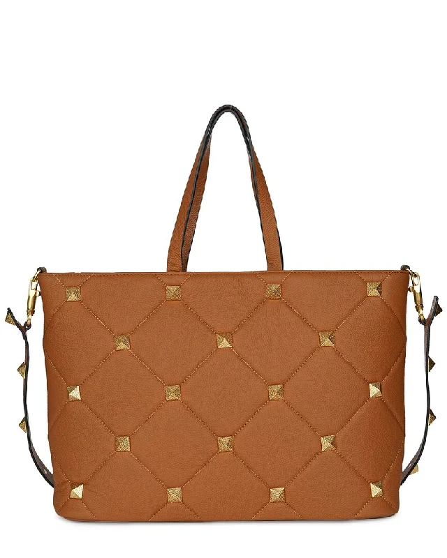 Tiffany & Fred Paris Large Quilted & Studded Leather Tote