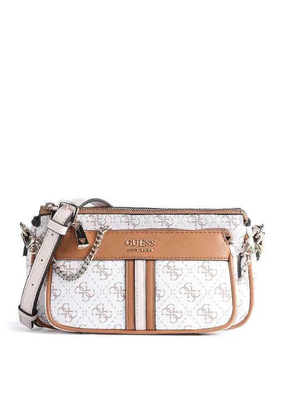 Guess Kasinta Multi Way Crossbody Bag, White & Caramel