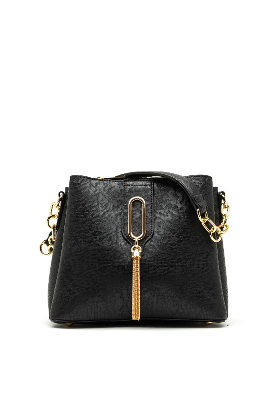 Zen Collection Tassel Hardware Small Crossbody Bag, Black