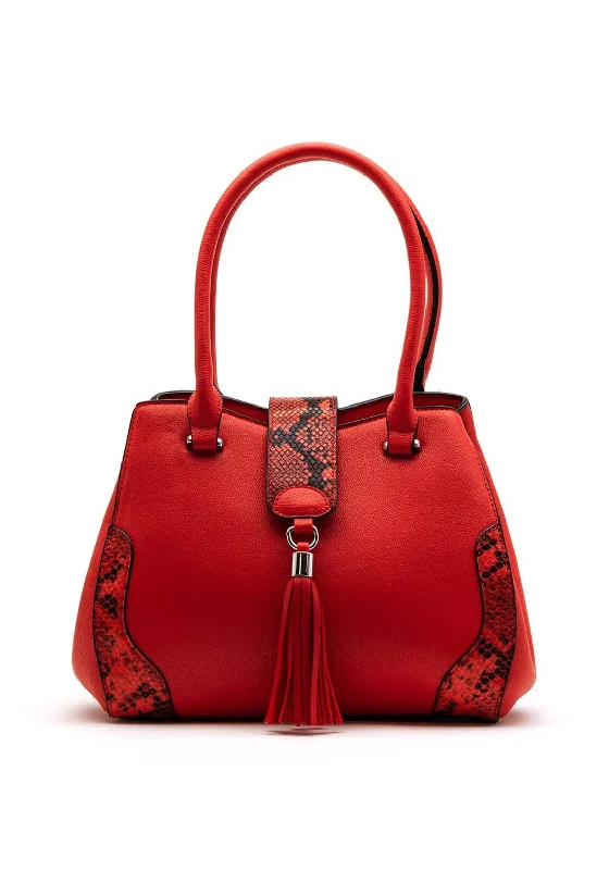 Zen Collection Snake Print Shoulder Bag, Red