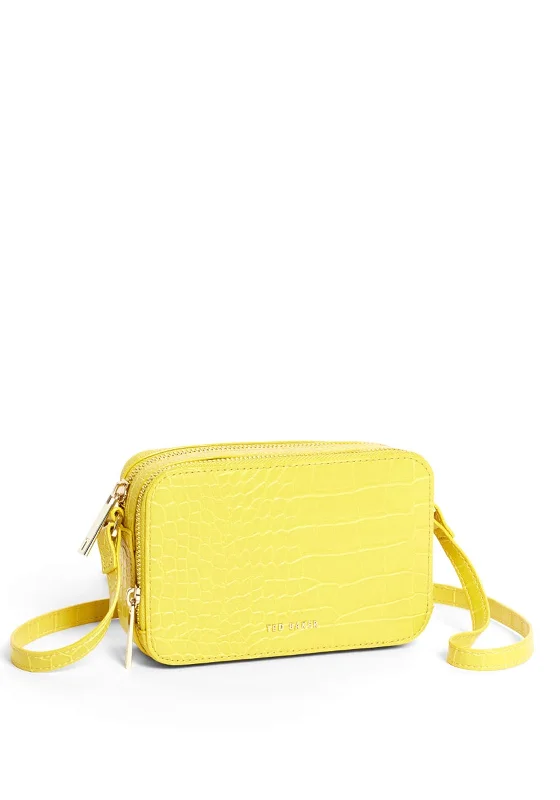 Ted Baker Stina Croc Effect Cross Body Mini Camera Bag, Yellow