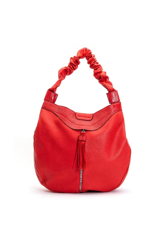 Zen Collection Scrunchie Strap Hobo Bag, Red