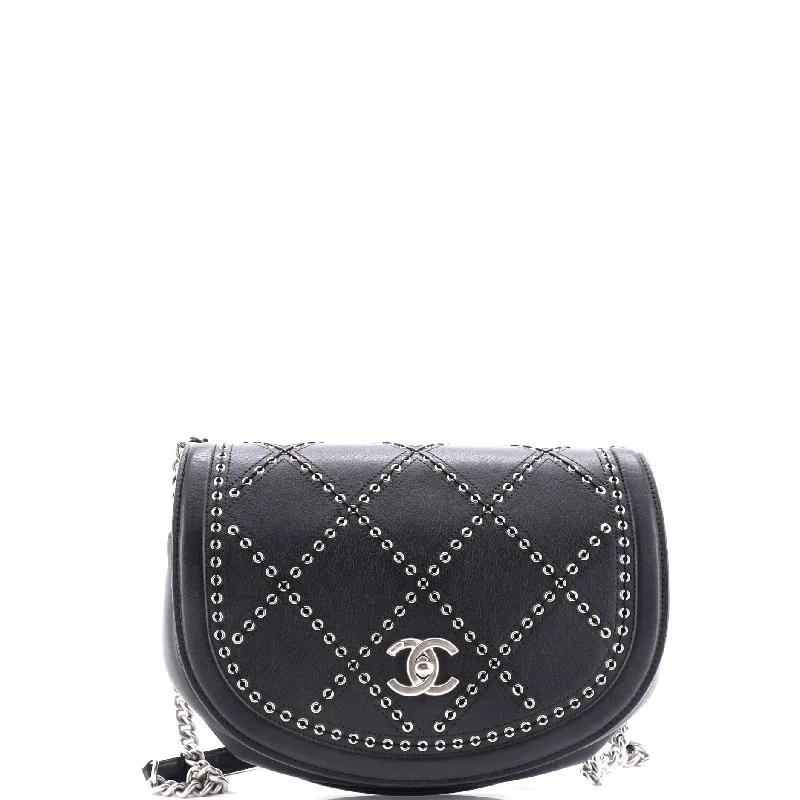 Coco Eyelets Round Flap Bag Quilted Calfskin Small