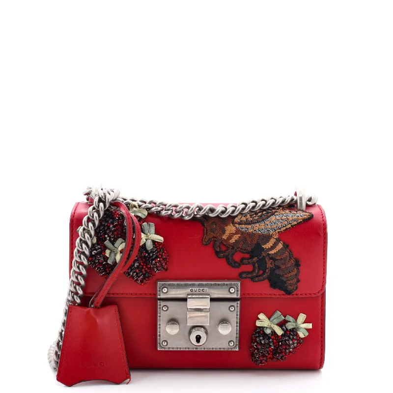 Padlock Shoulder Bag Embellished Leather Small