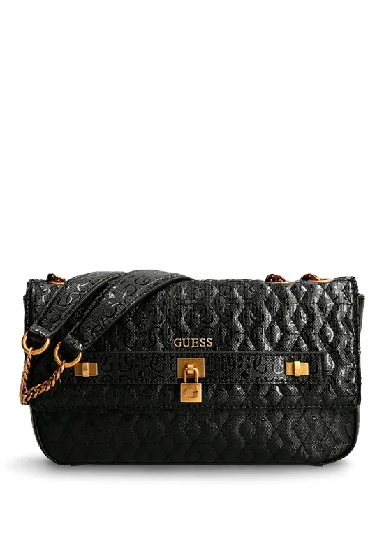 Guess Isidora Quilted Flap Over Bag, Black