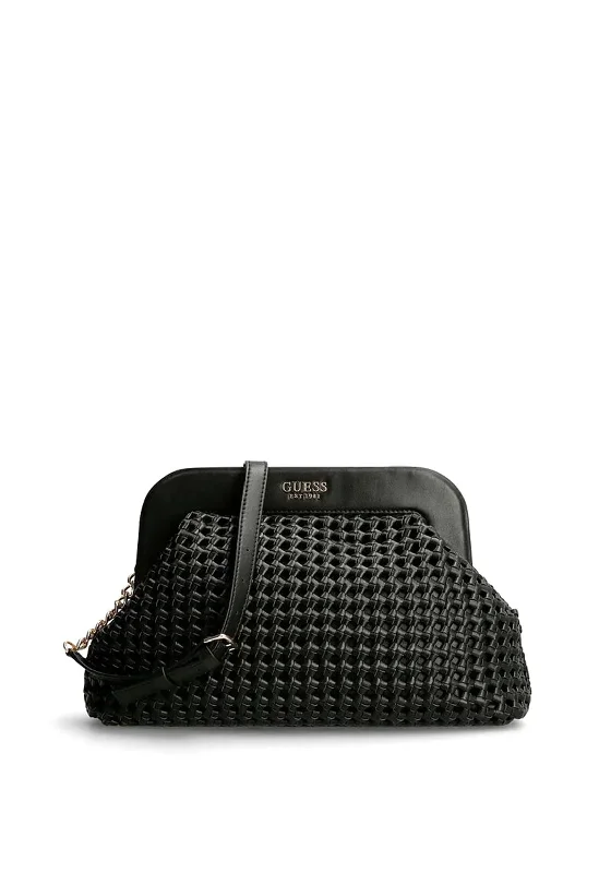 Guess Sicilia Large Braided Clutch Bag, Black