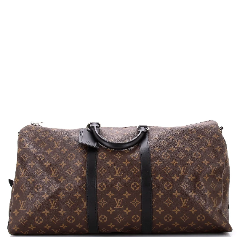 Keepall Bandouliere Bag Macassar Monogram Canvas 50