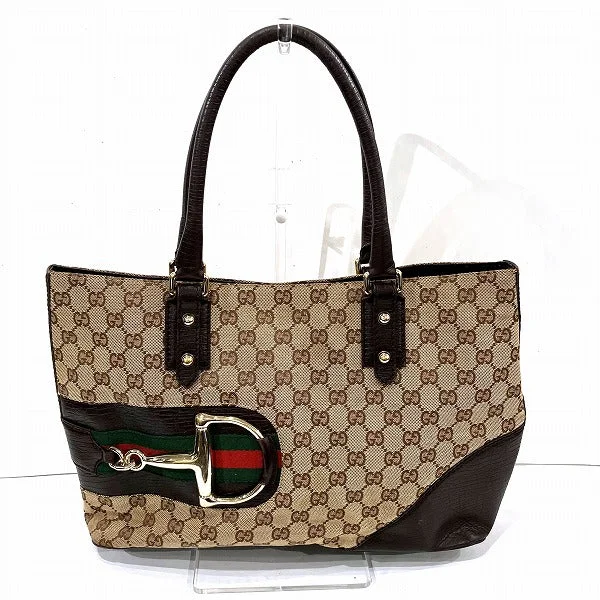 Gucci GG Canvas Leather Horsebit Tote Bag