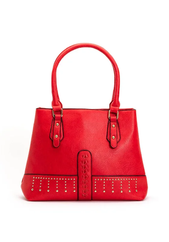 Zen Collection Studded Shopper Bag, Red