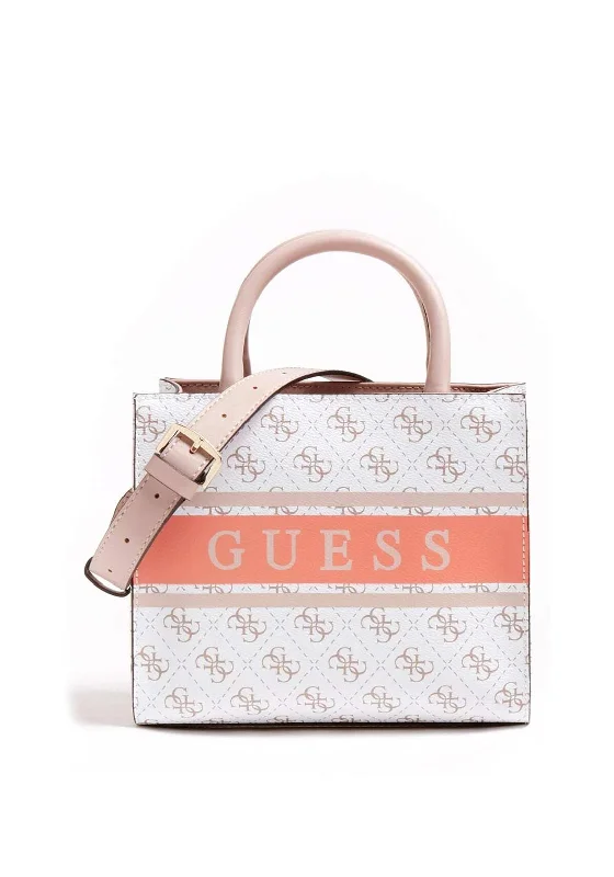 Guess Monique Mini 4G Print Tote Bag, Coral & White