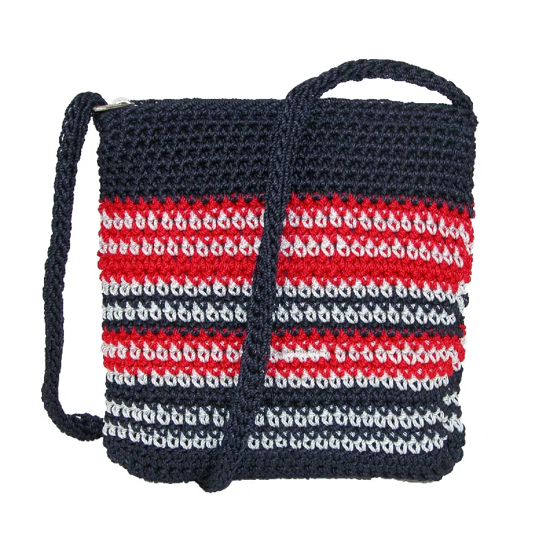 Women's Striped Crochet Crossbody Handbag