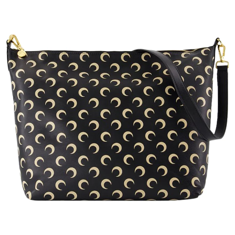 Moon Screenprint Mail Shoulder Bag - Marine Serre - Leather - Black