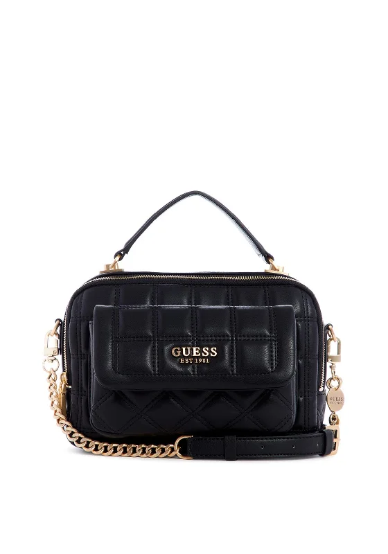 Guess Kamina Medium Double Pouch Satchel Bag, Black