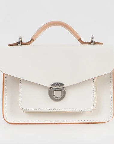 Handmade Leather Women messenger stachel bag purse shoulder bag small white phone crossbody bag