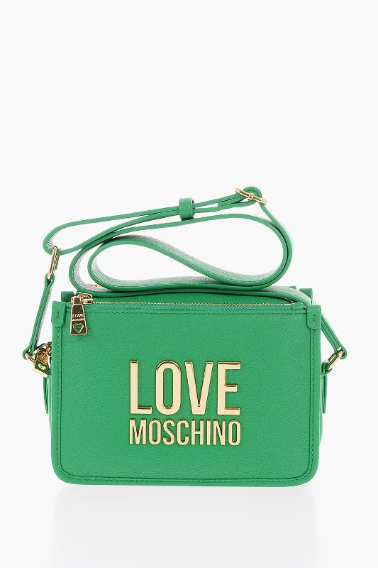 Moschino Love Faux Leather Camera Bag With Golden Logo Plaque