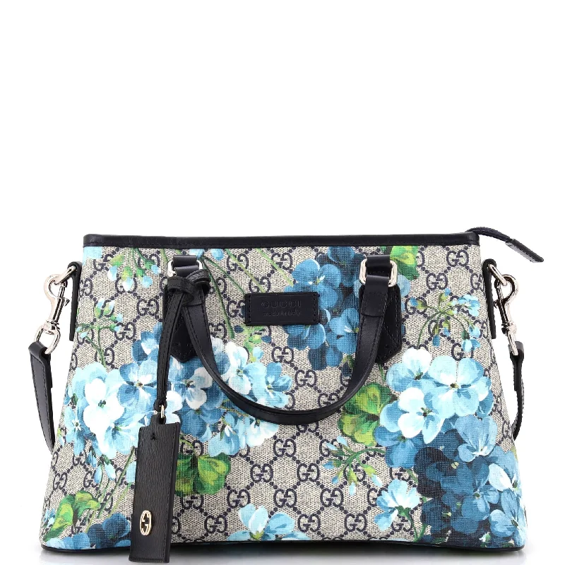 Convertible Zip Tote Blooms Print GG Coated Canvas Medium