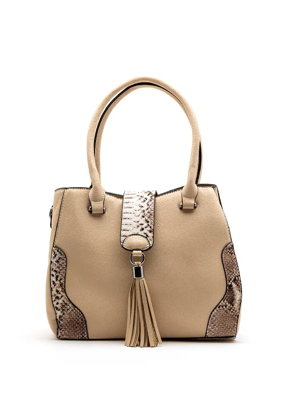 Zen Collection Snake Print Shoulder Bag, Beige